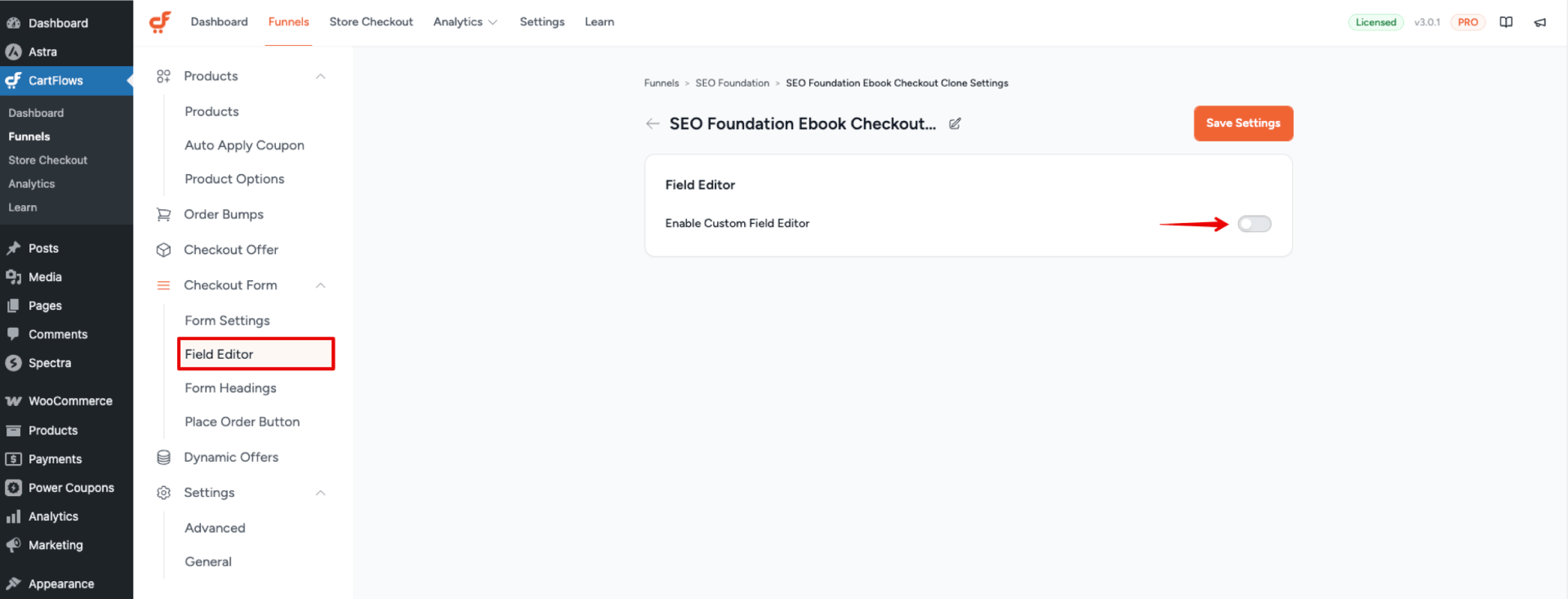 Enable Custom Field Editor