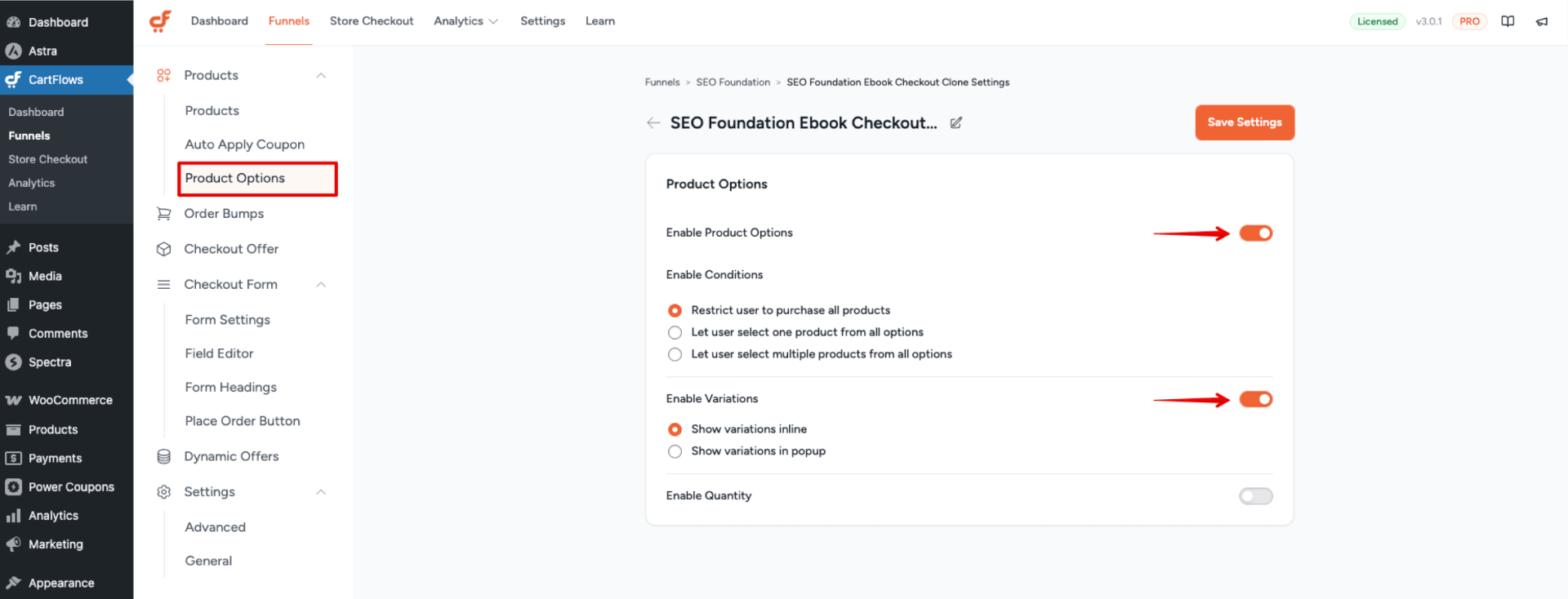 CartFlows Product Options