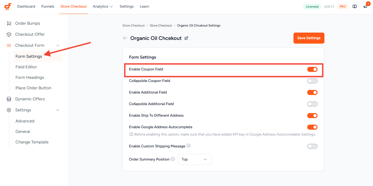 cartflows enable checkout field 3.0