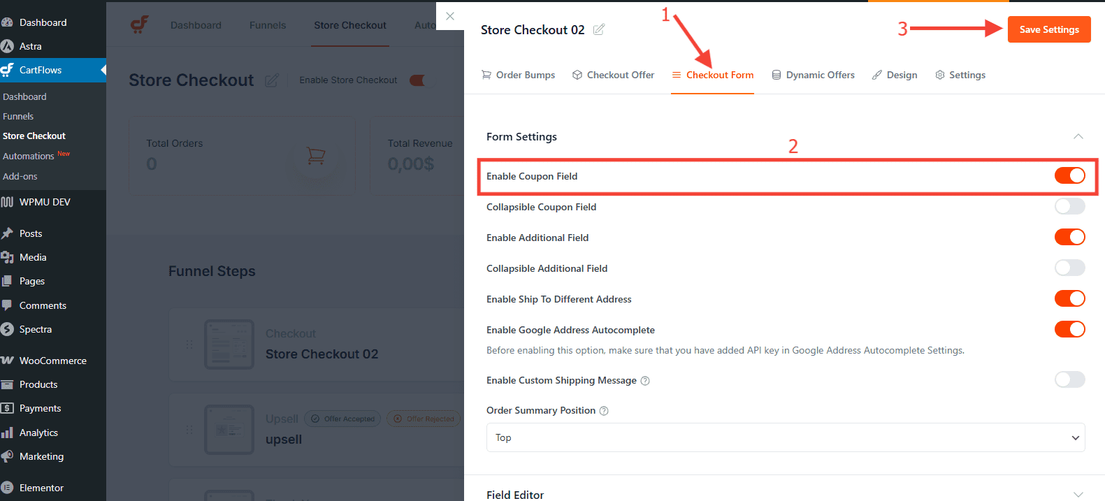 How Coupons Work in CartFlows? enable coupon field