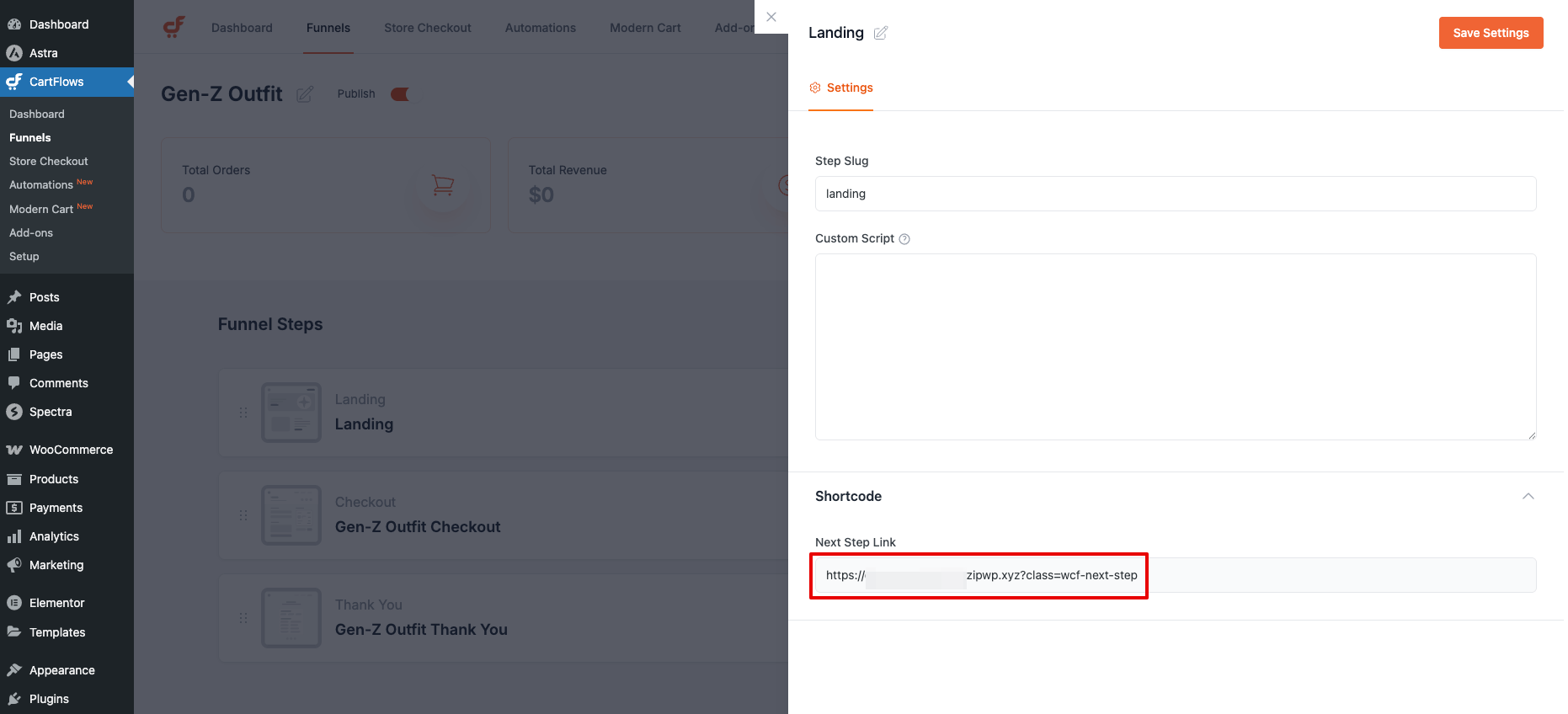 Next Step Link Shortcode
