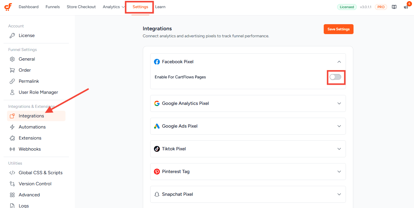cartflows facebook pixel integration settings 3.0