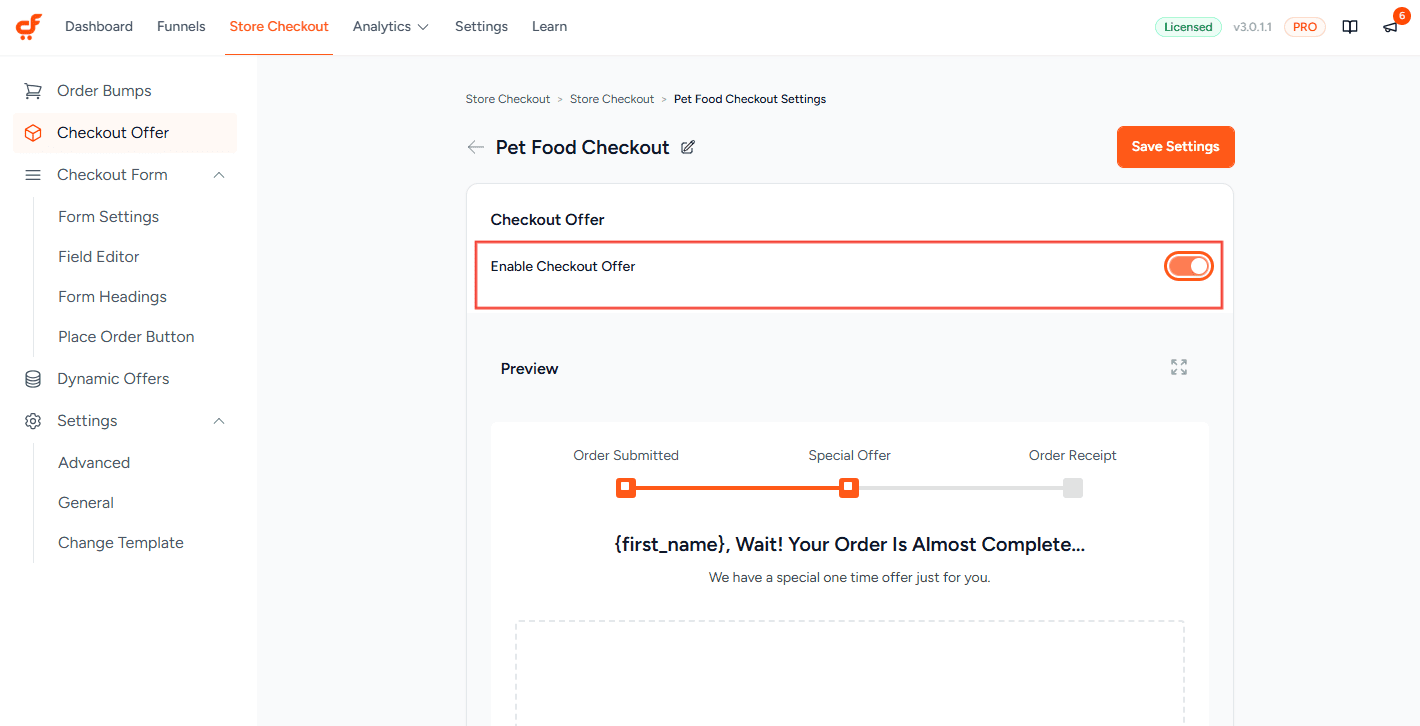 cartflows enable checkout offer 3.0