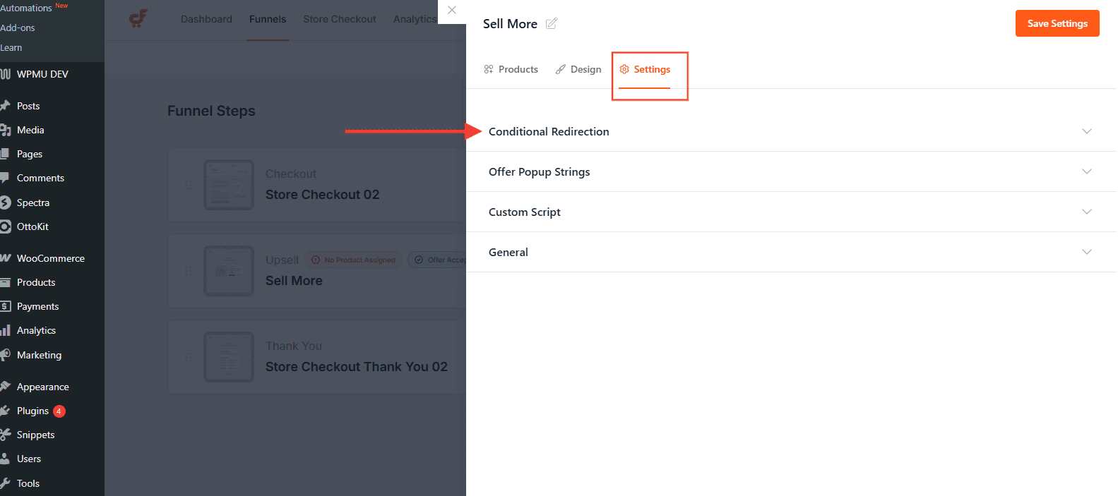 upsell conditional redirect