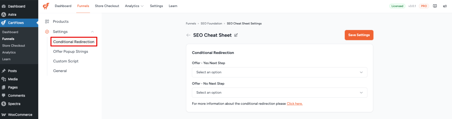 Upsell Downsell Conditional Redirections