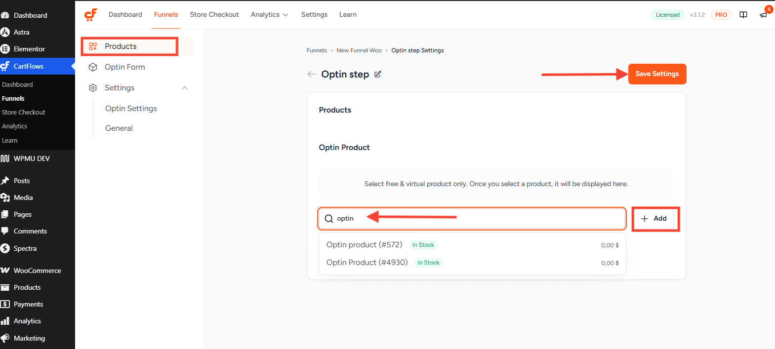 How to Resolve the "Please select a Simple, Virtual and Free product" Error add product to optin sep
