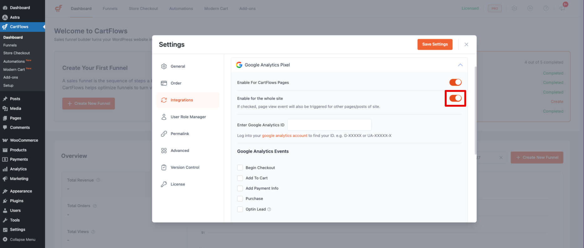 Enable for the whole site toggle
