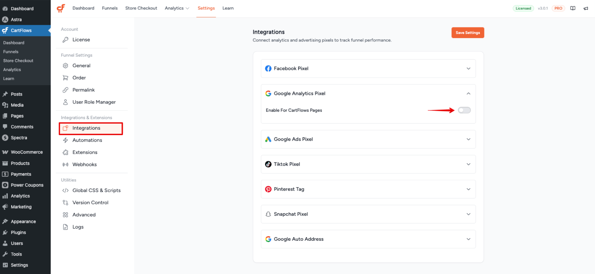 Enable Google Analytics