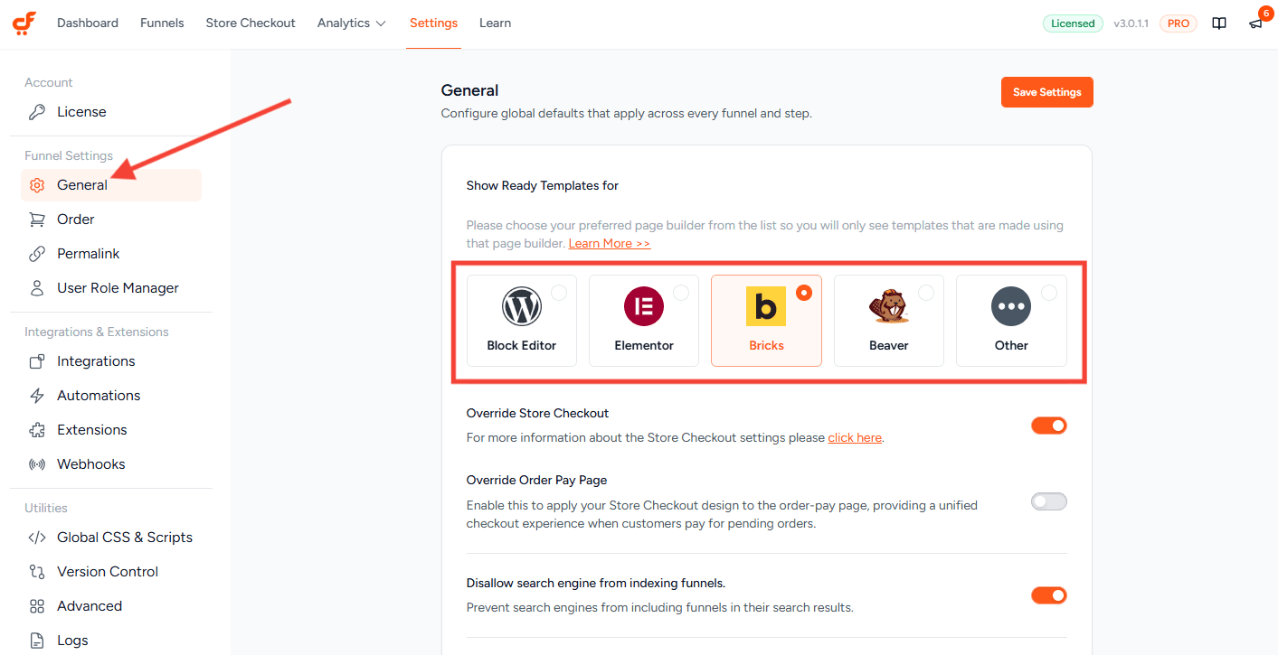 cartflows page builder settings 3.0 (1)