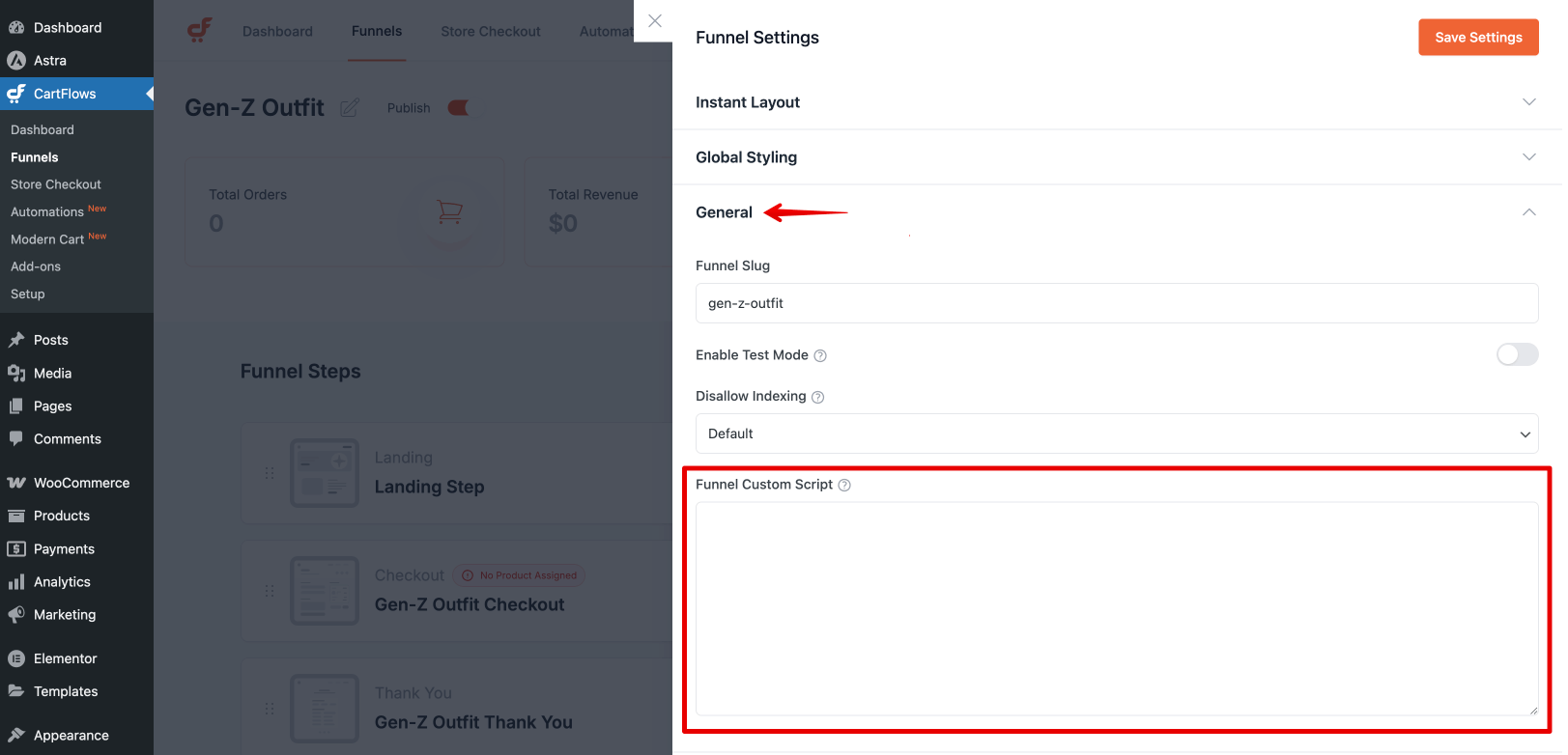 Funnel / Step Custom Script
