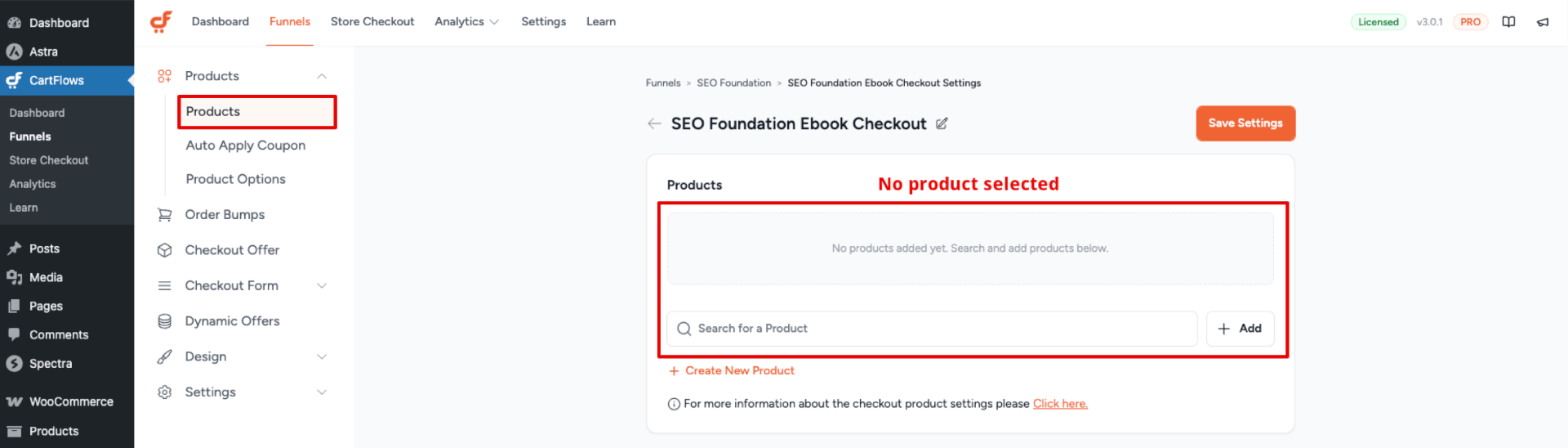 No Product Selected