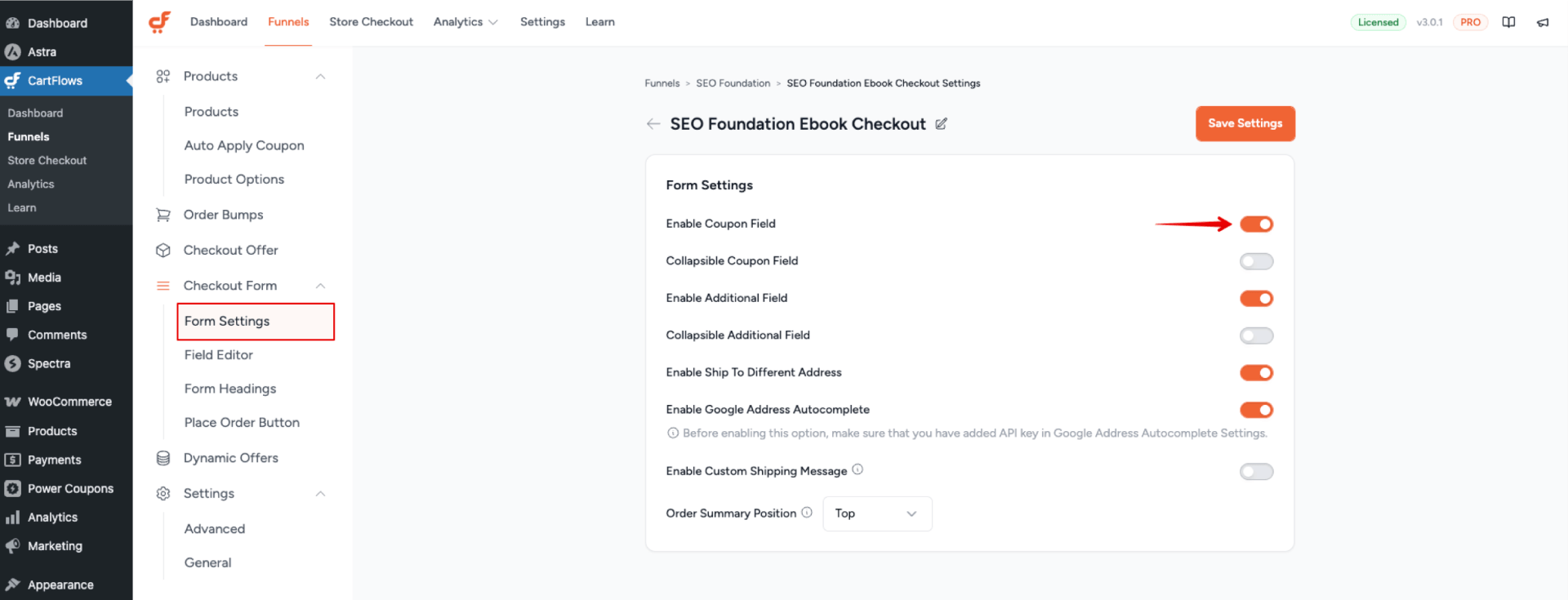 Enable Coupon Field on Funnel Checkout