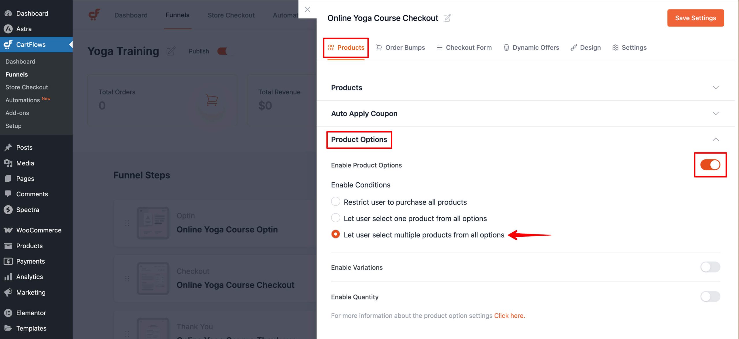 Enable Product Options