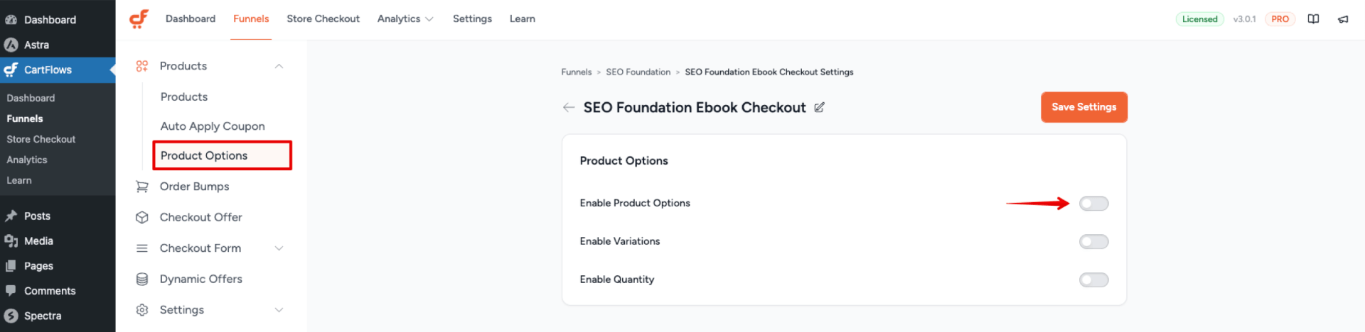 Enable Product Options