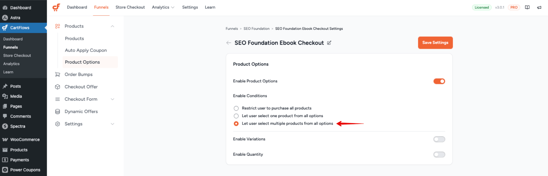 Let user select multiple products