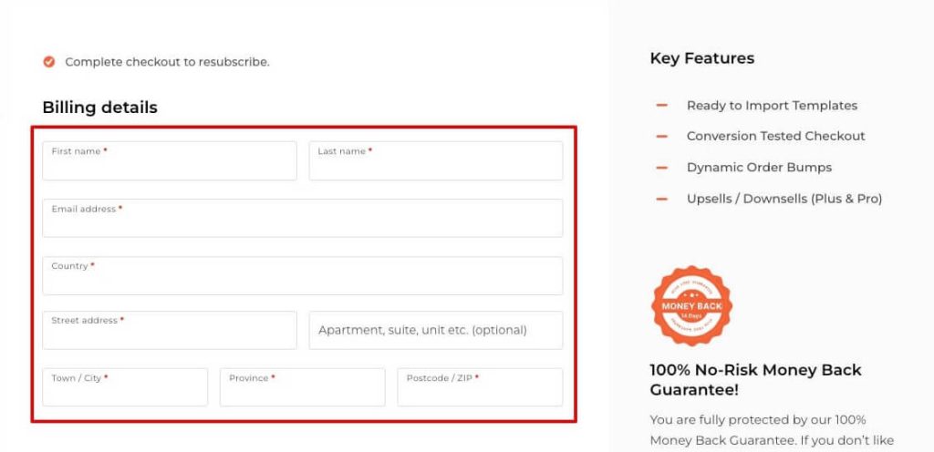 Billing Details Section