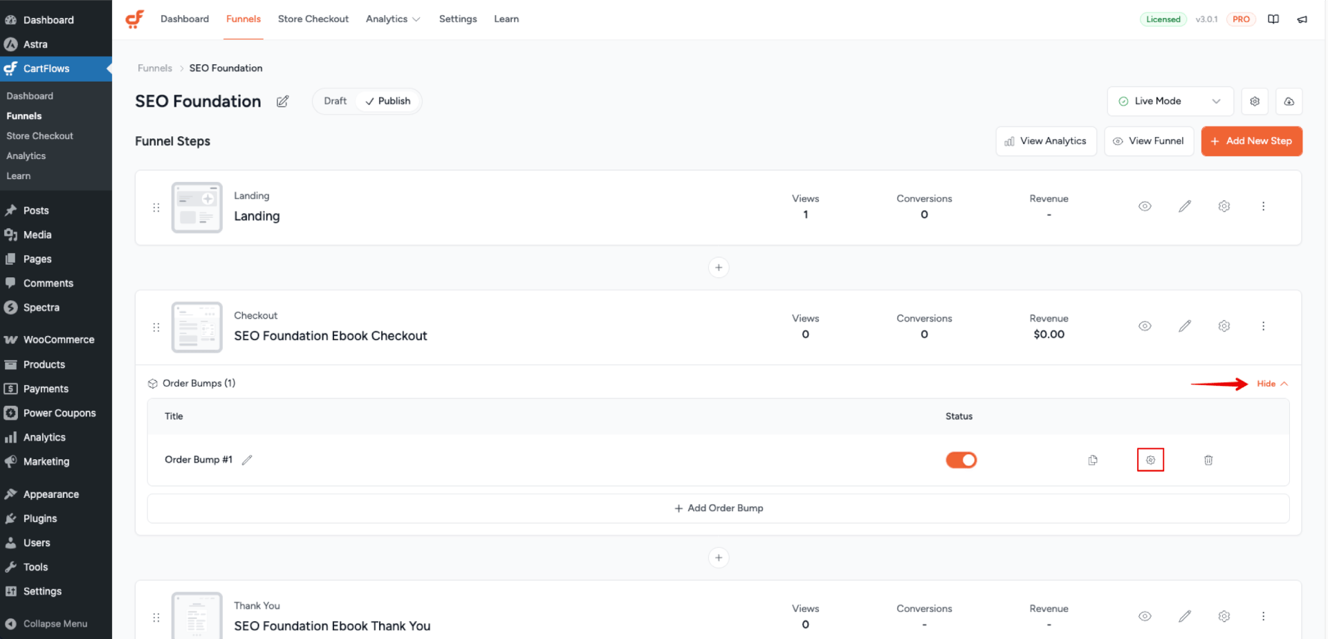 Order Bump Setting