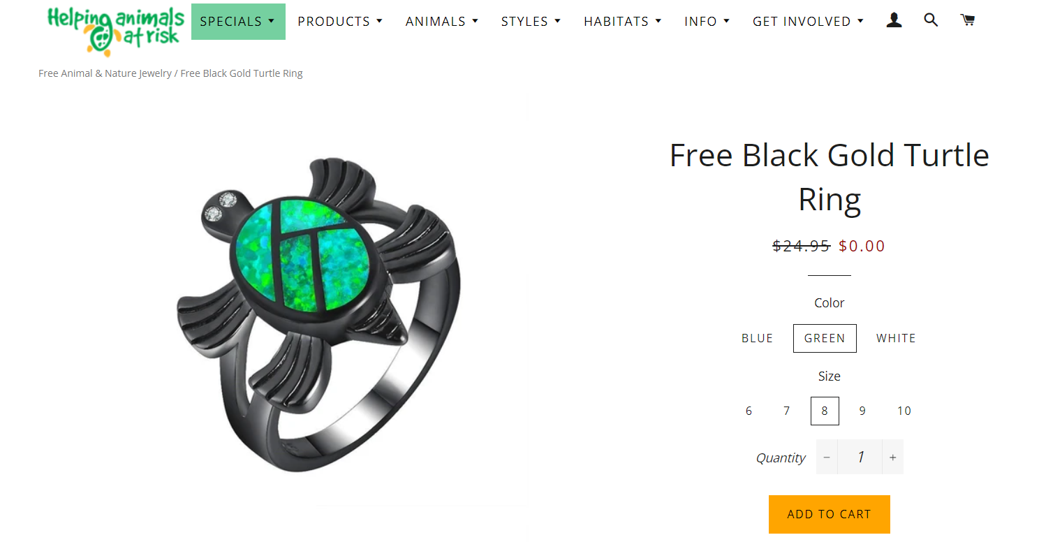 Free Black Gold Turtle Ring