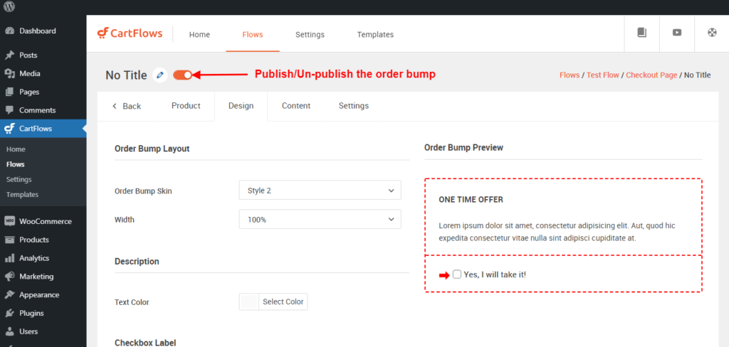 publish order bump
