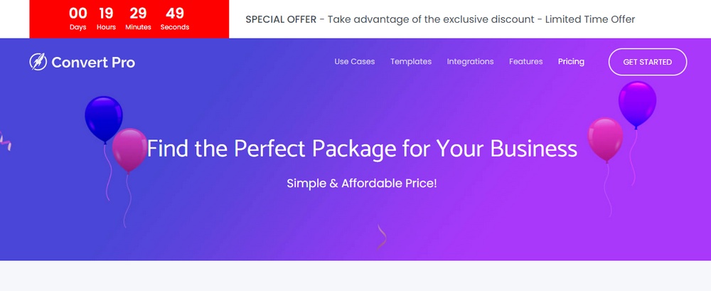 Convert Pro special offer example