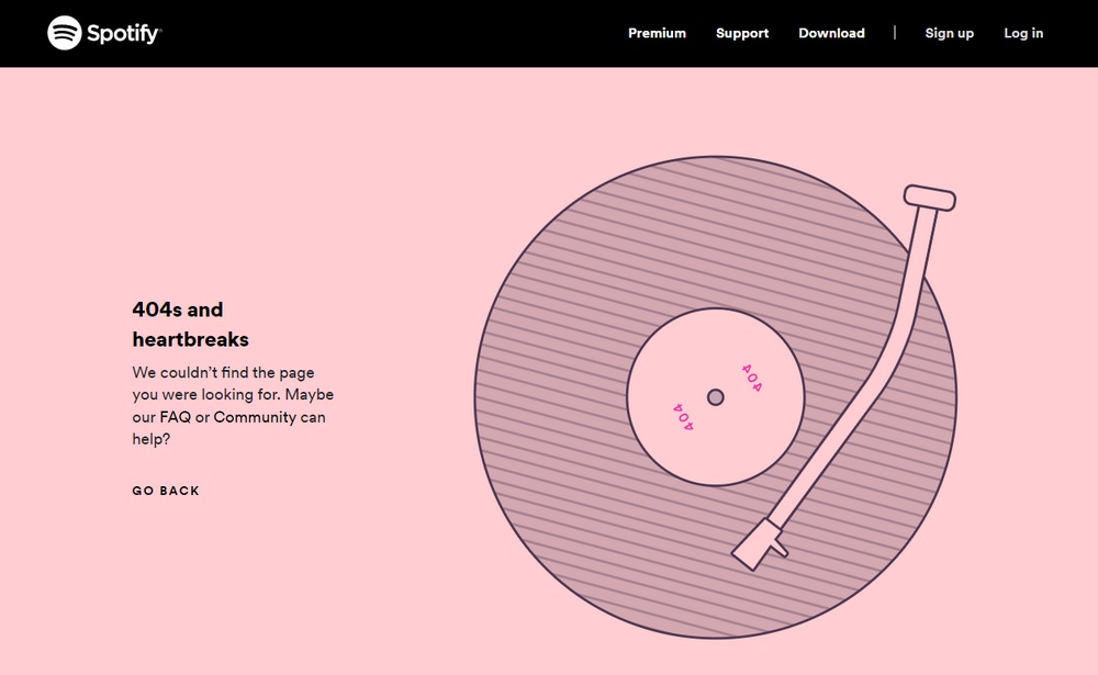 spotify funny error page example