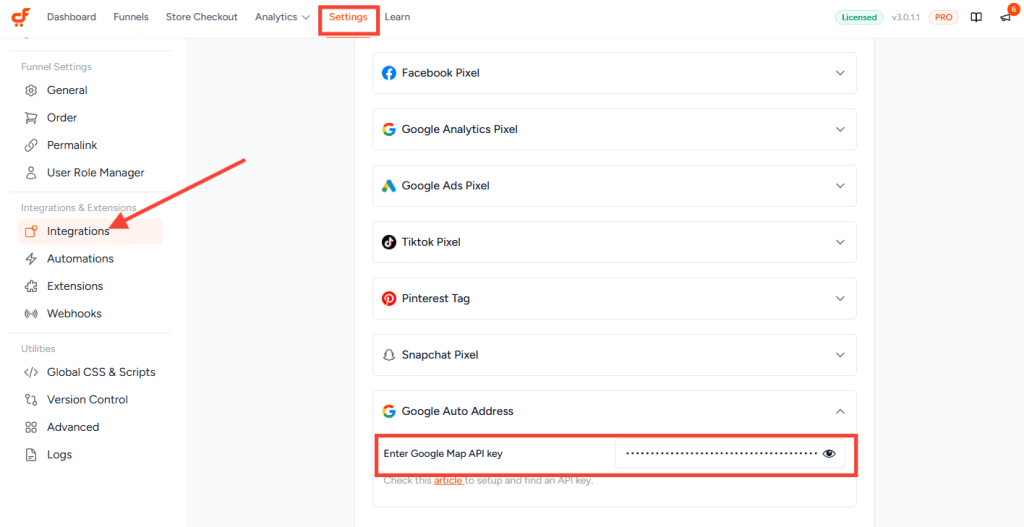 Enabling the Google Address Autocomplete