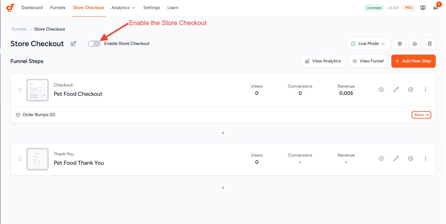 enable store checkout 3.0