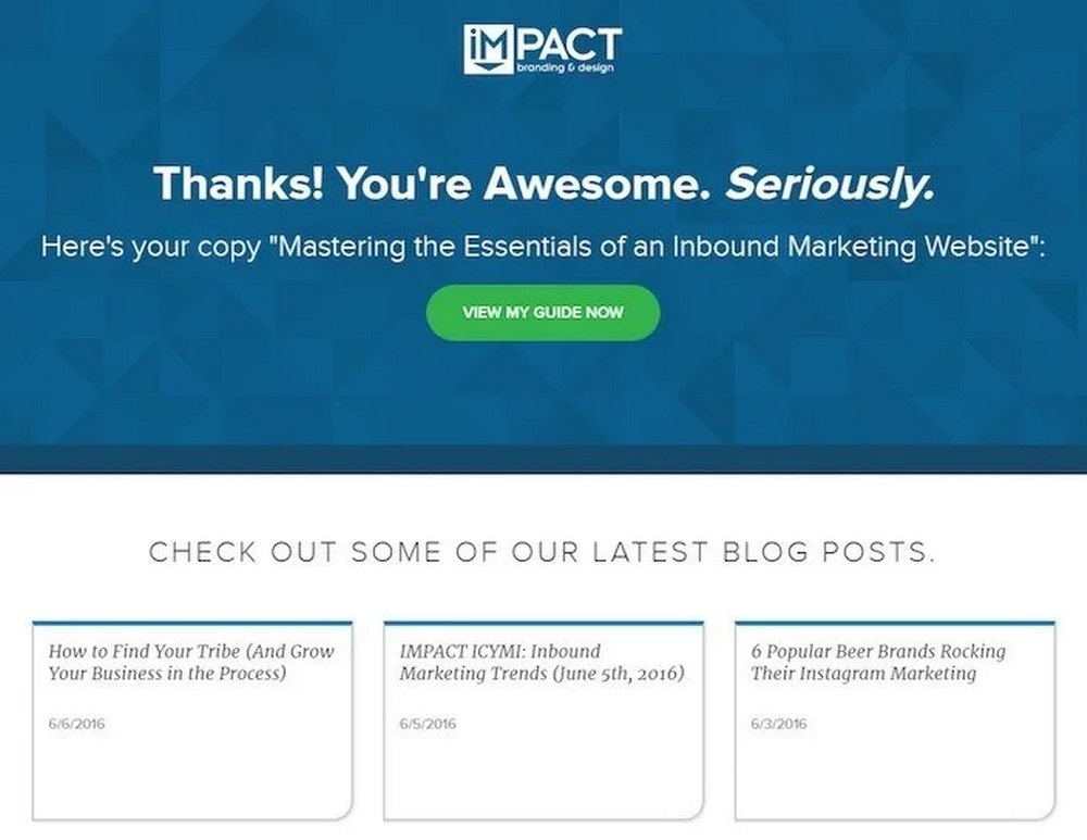 impact thank you message example