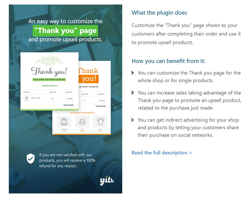 yith woocommerce thank you page customizer