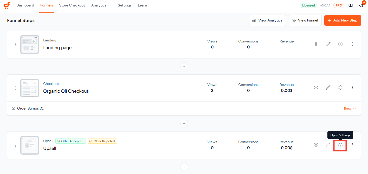 cartflows upsell settings 3.0
