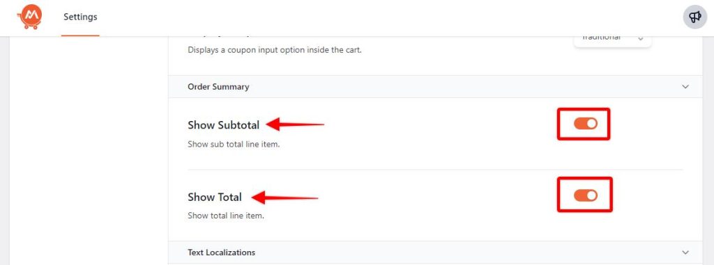 Modern-cart-for-woocommerce-display-cart-total-backend
