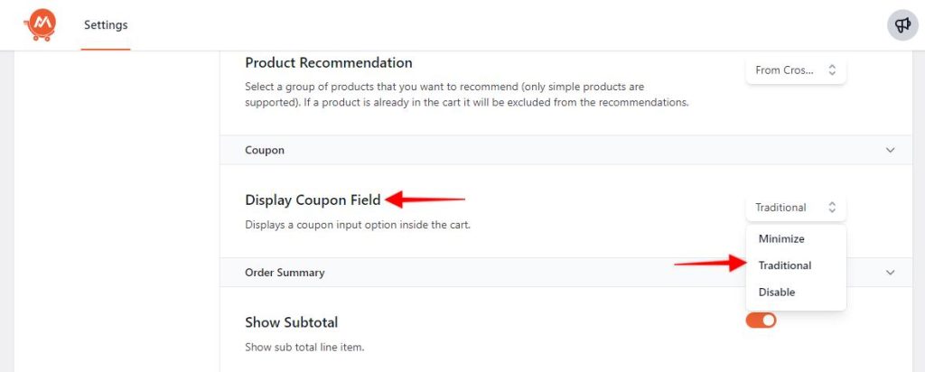 Modern-cart-for-woocommerce-display-coupon-field