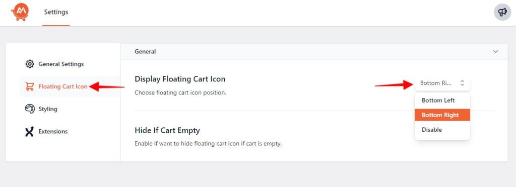 Modern-cart-for-woocommerce-floating-cart-position