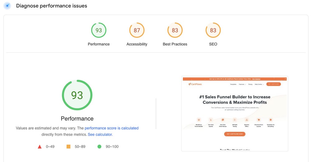 Accessibility, Best Practices, and SEO scores