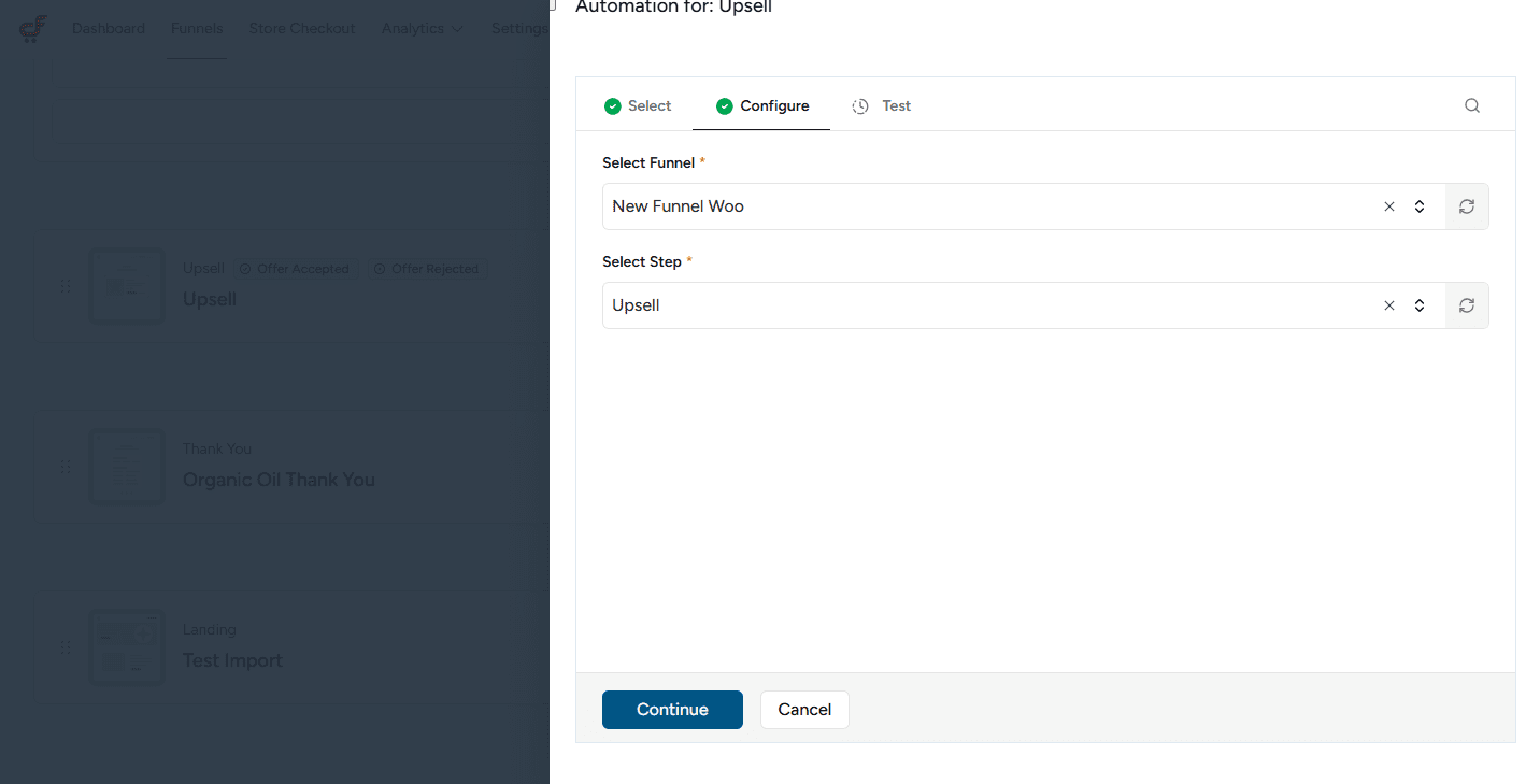 cartflows upsell declined automation configure 3.0