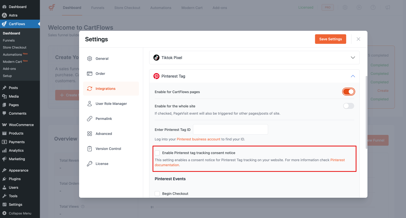 Enable Pinterest Tag Tracking Consent Notice