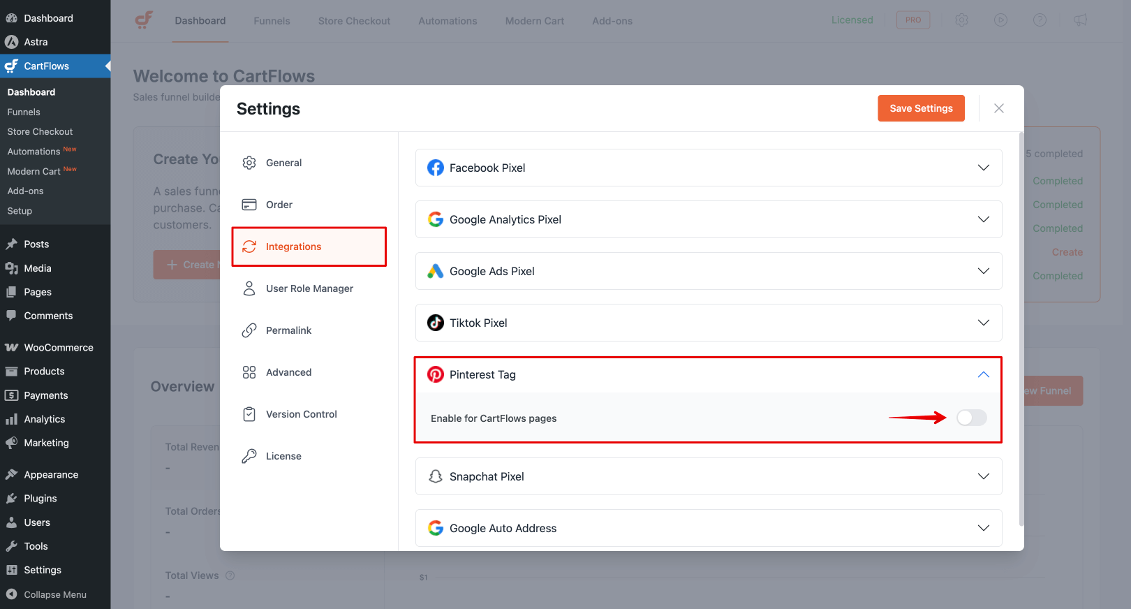 Enable Pinterest Tag