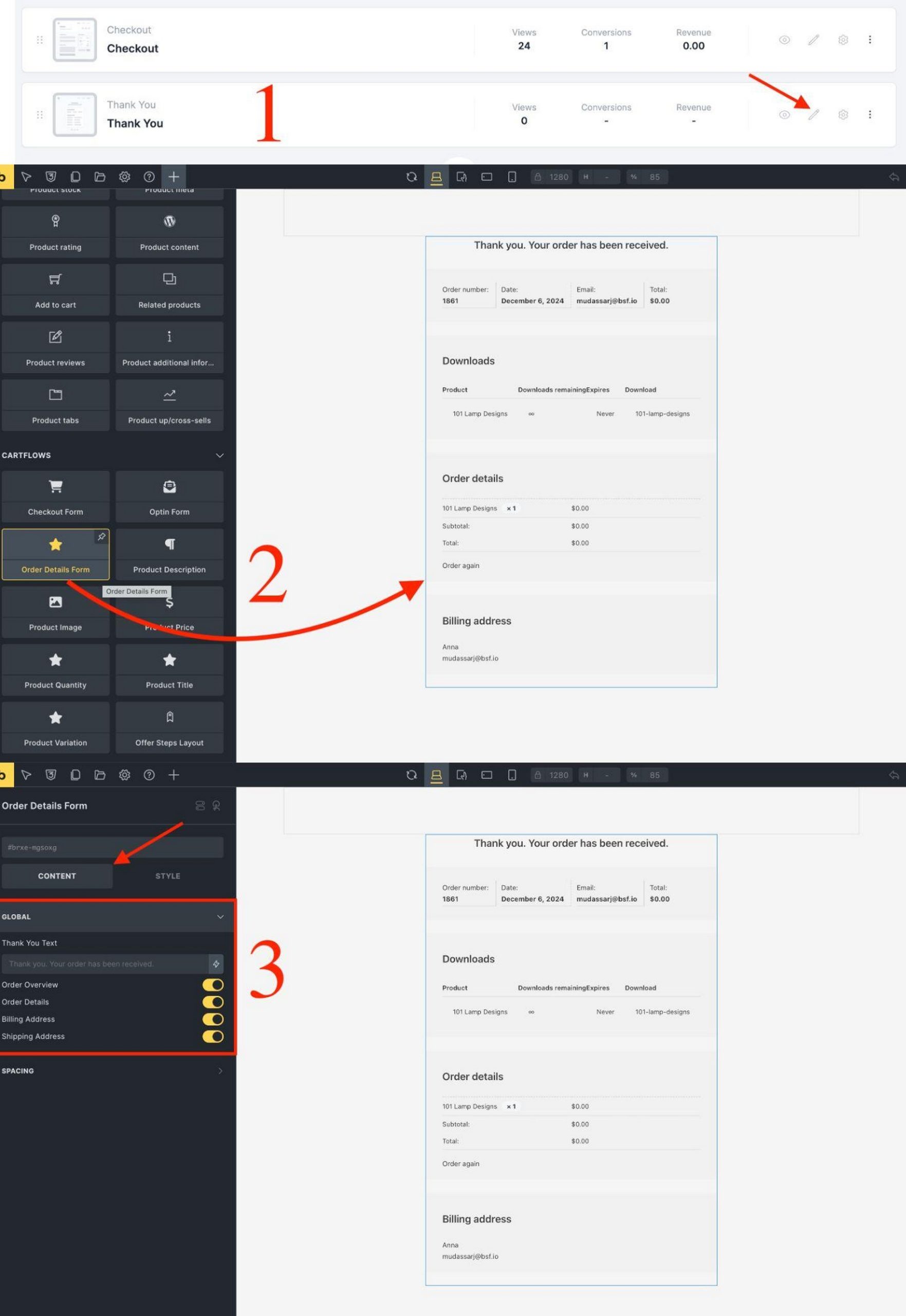 order detail form customization