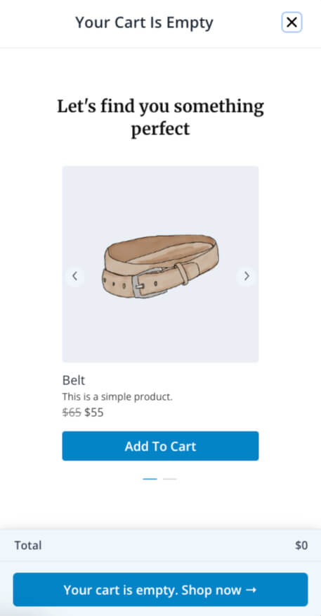 Empty Cart Product Recommendation