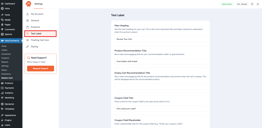 Customize Cart Tray Labels in Modern Cart