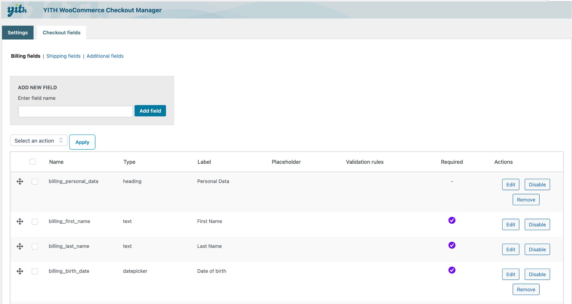 YITH WooCommerce Checkout Manager