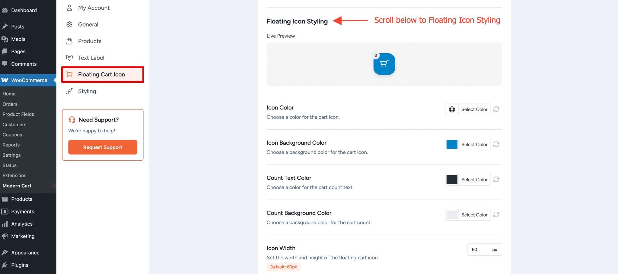 Floating Icon Styling