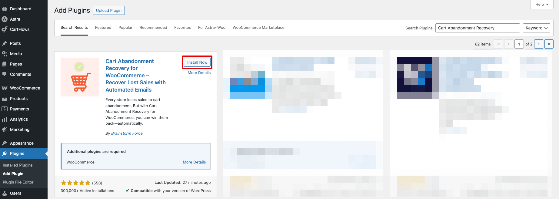 Install Cart Abandonment Recovery for WooCommerce plugin