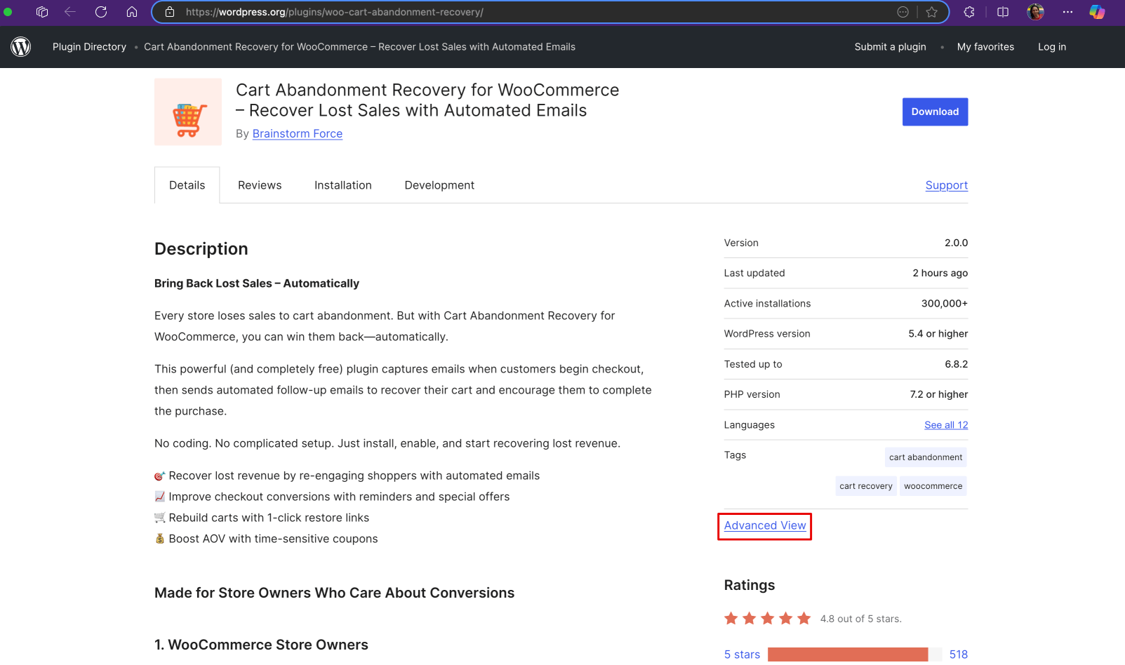 Plugin Page Advanced View on WordPress.org