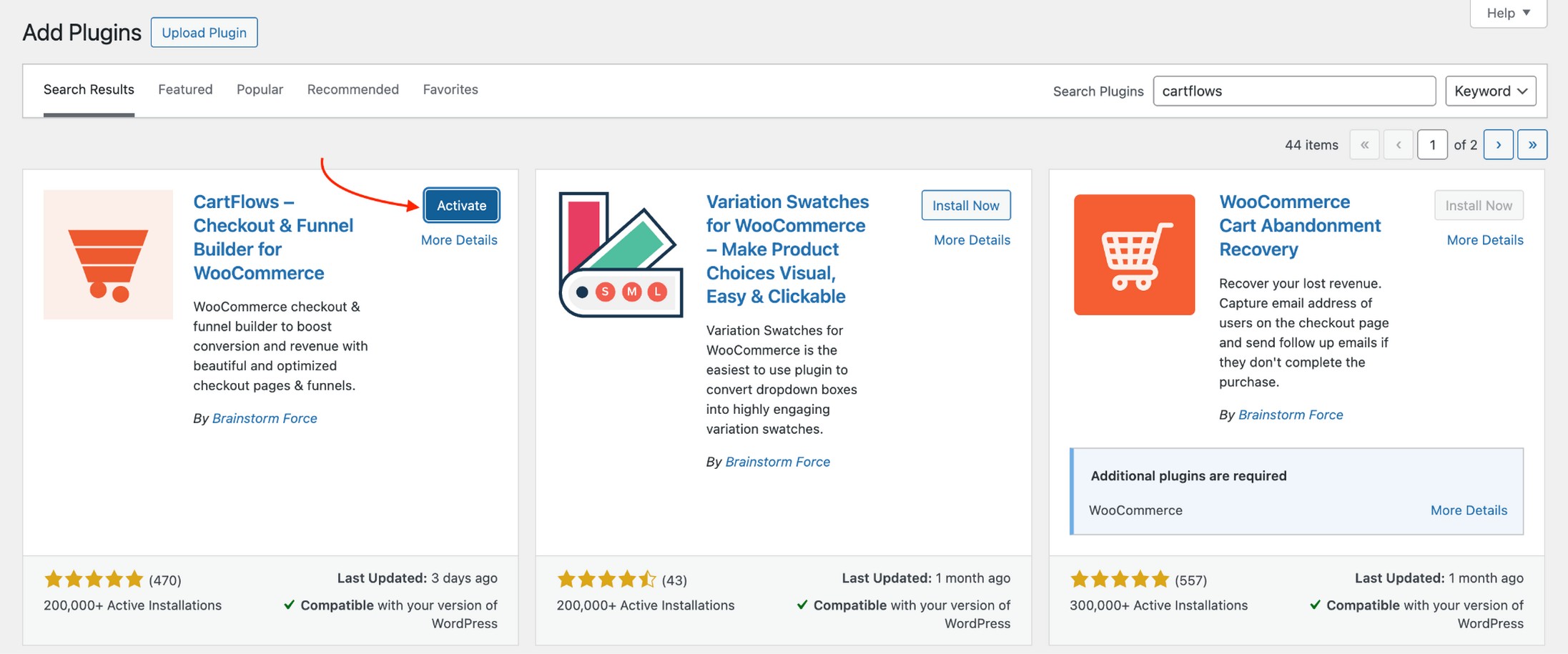 Search for cartflows on the WordPress plugin store and install it.
