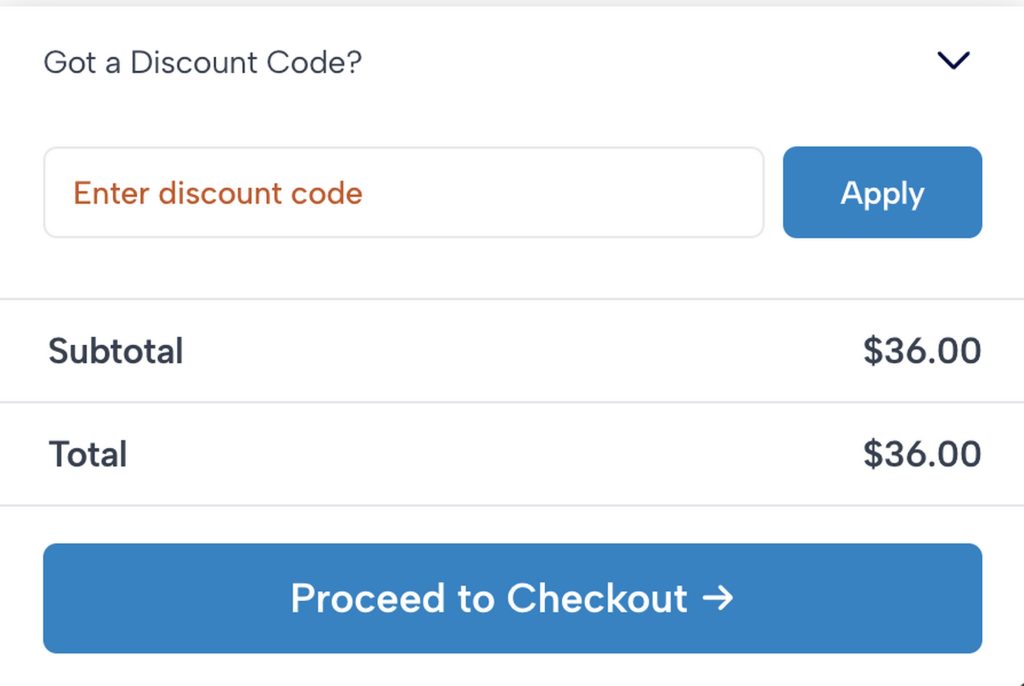 Discount code display when using modern cart.