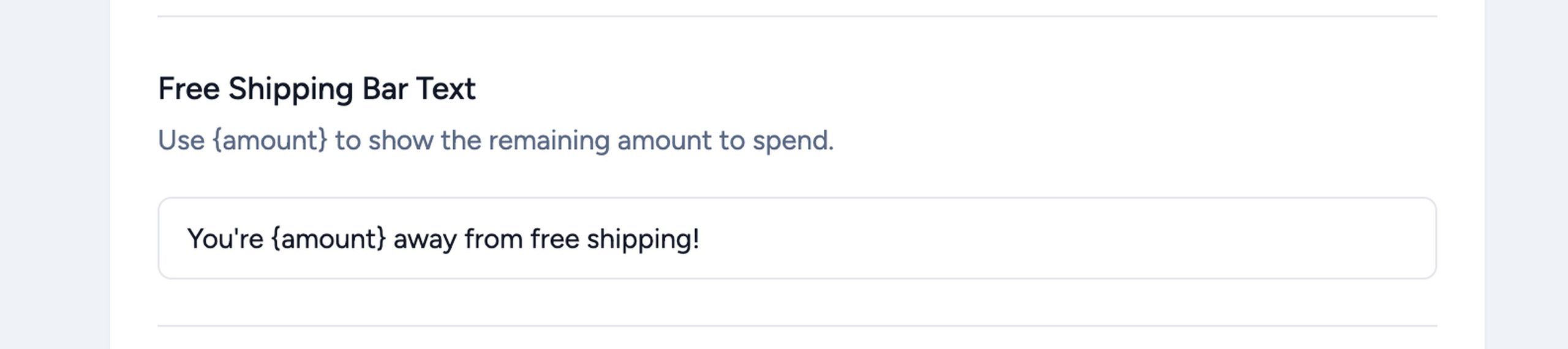 Free shipping bar, text, modification settings.