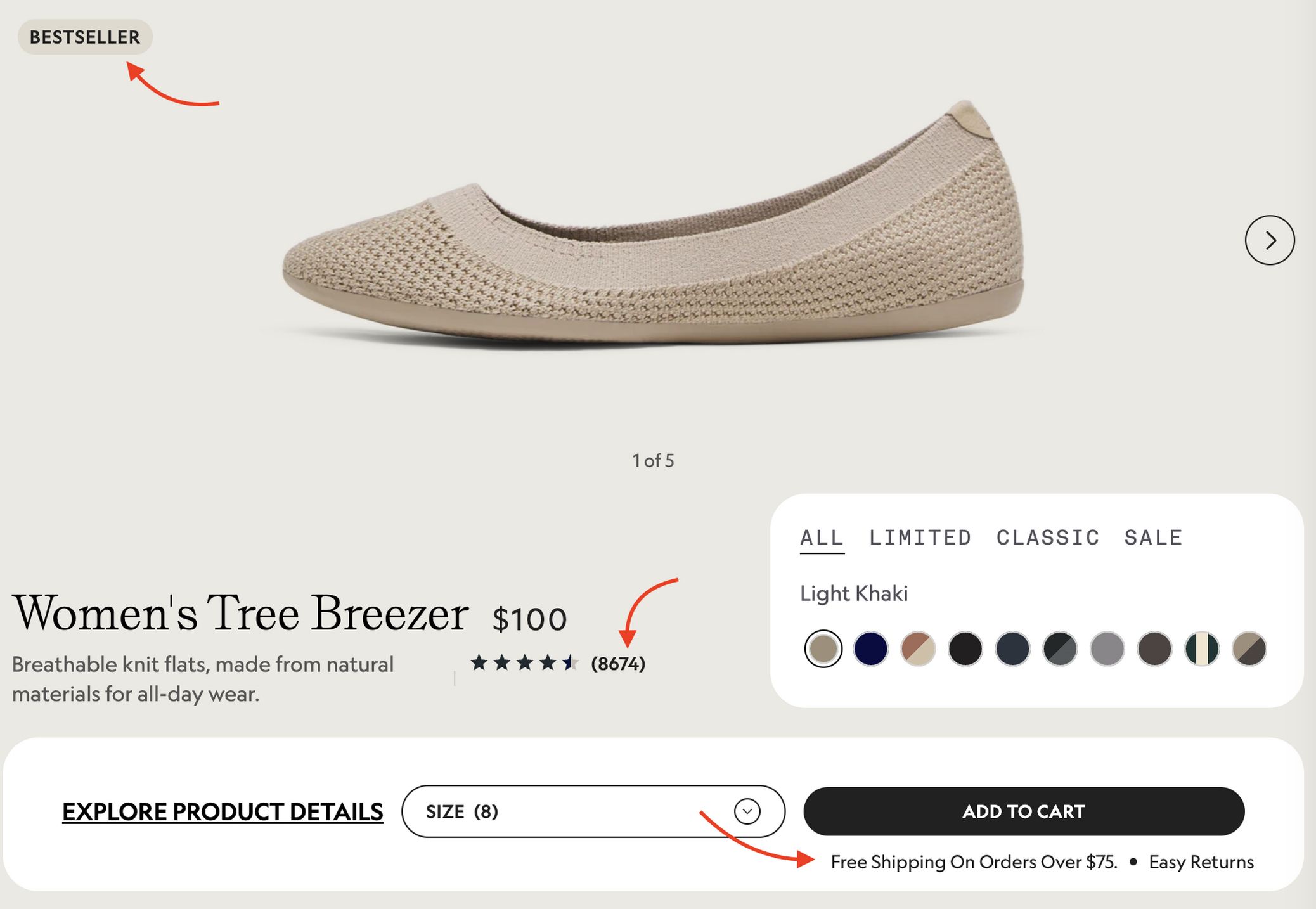 Social proof and trust symbols on product pages