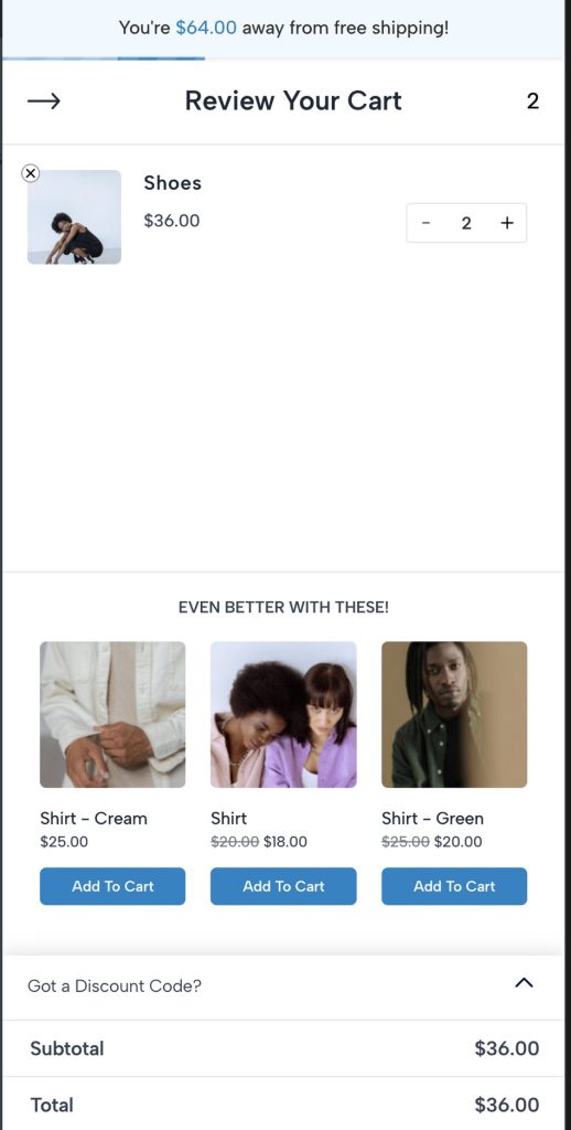 The product recommendations page.