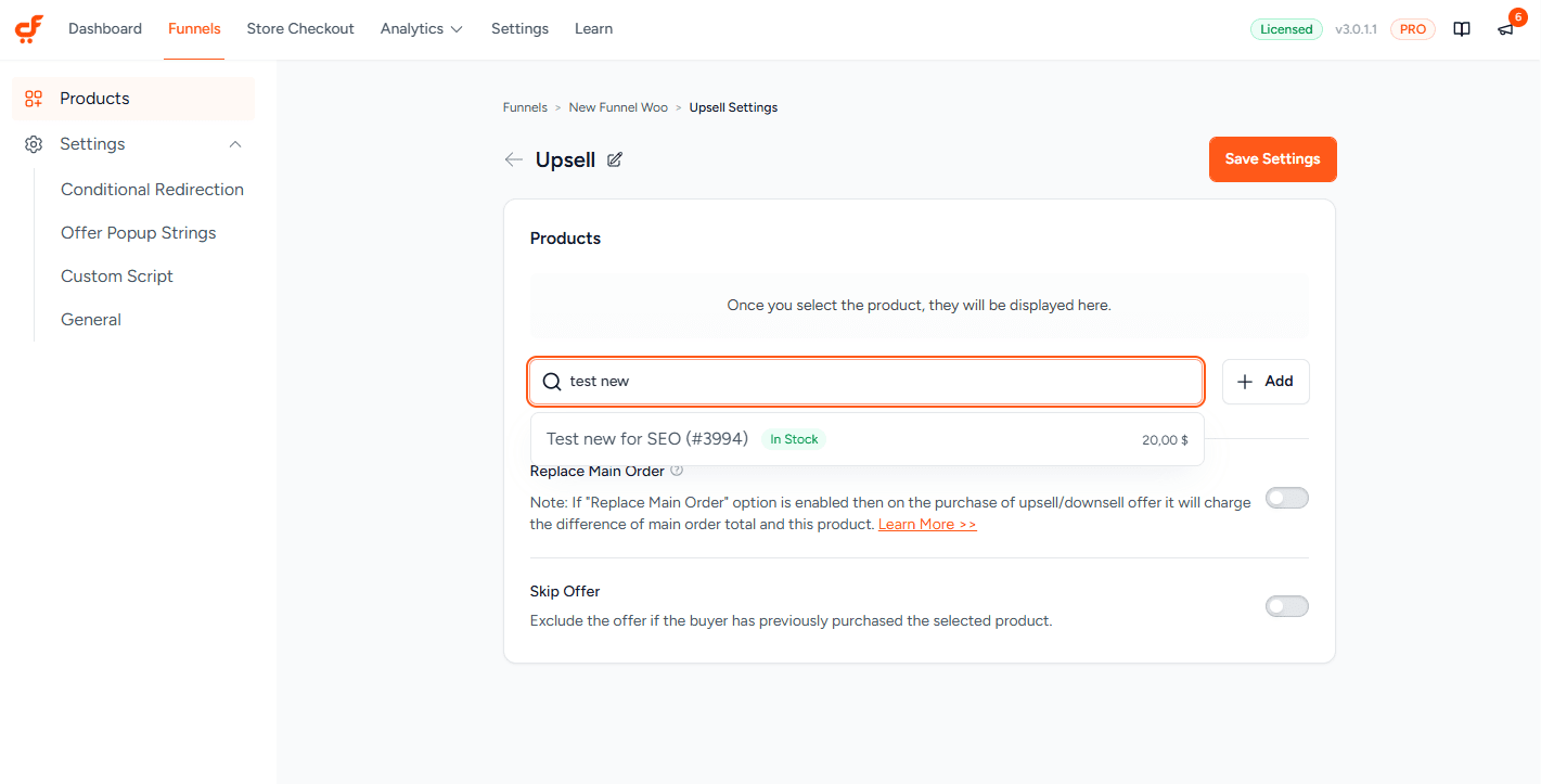 cartflows add upsell product 3.0